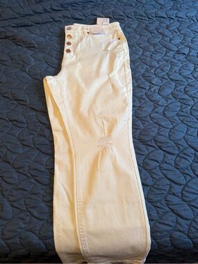 LC Lauren Conrad Cream Skinny High-Rise Ankle Jeans